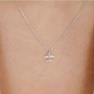 ANTHROPOLOGIE MINIMALIST RHINESTONE AIRPLANE NECKLACE